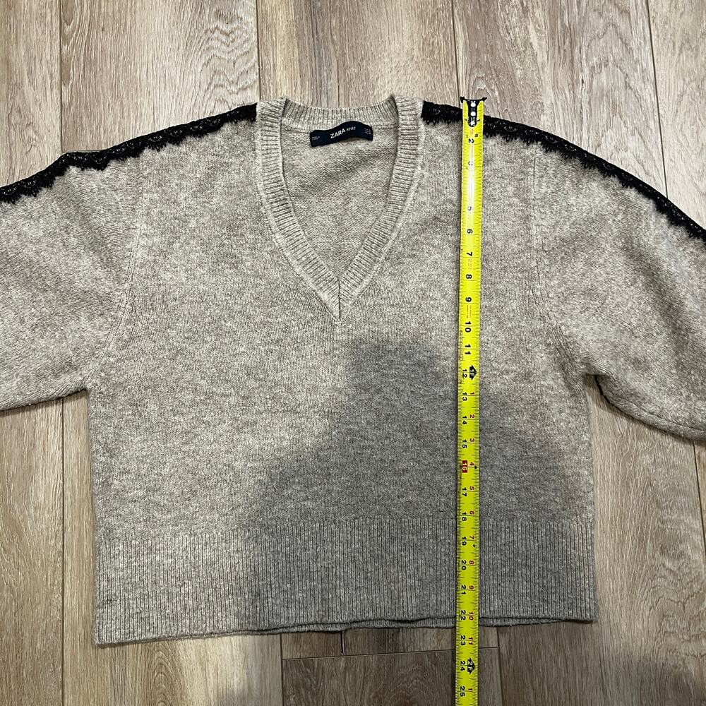 ZARA Women's Knit Sweater With Lace Detail Size S In Beige - Picture 4 of 7
